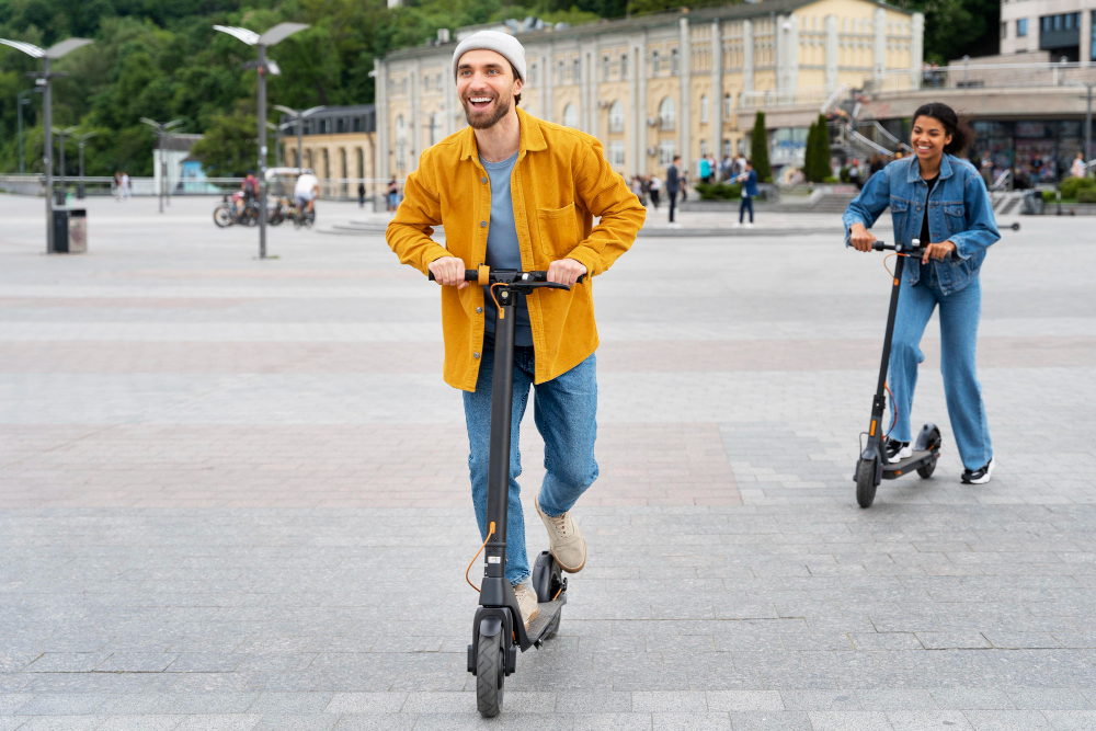 Couple Scooting, Explore Your City